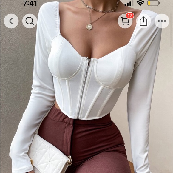 White long sleeve shirt with corset - Picture 1 of 4